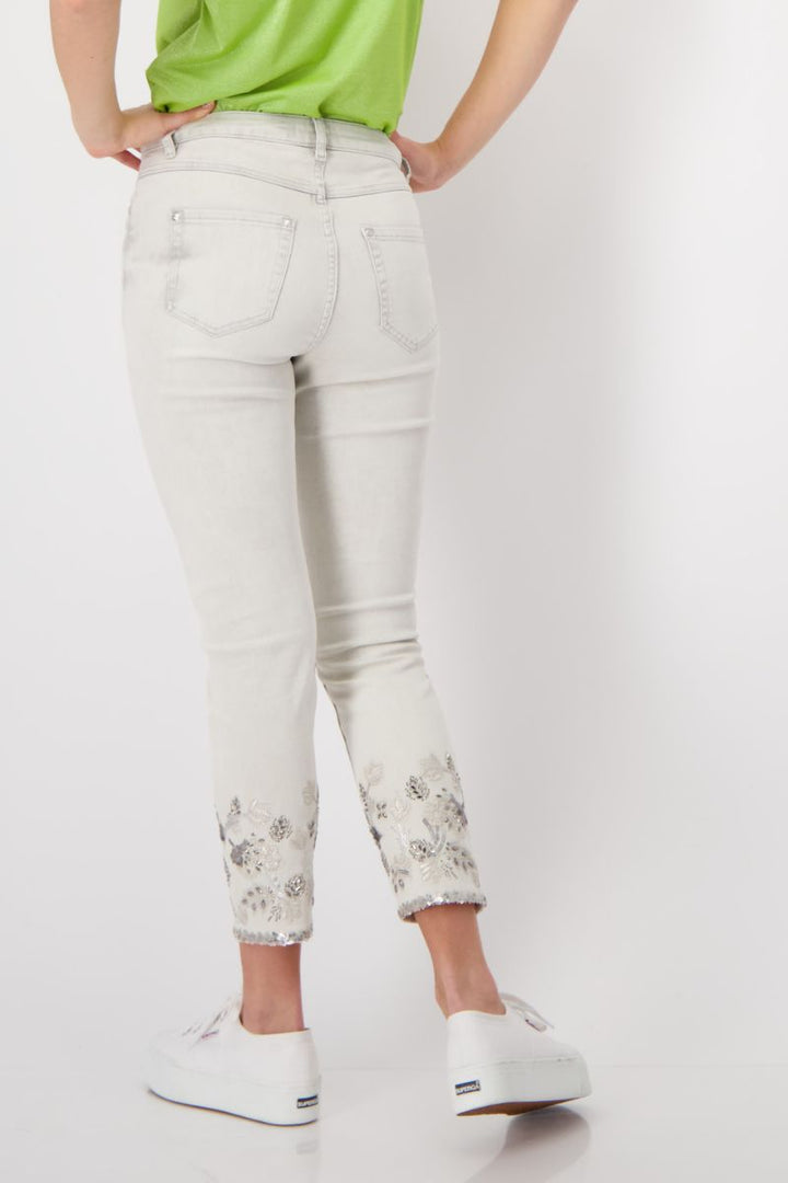 Embroidered Denim Jeans in Marble by Monari in 38 / Sand