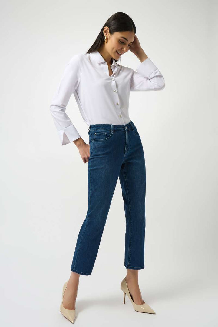 Margot Classic Straight Leg Featherweave Denim Jeans in 252926 by Joseph Ribkoff