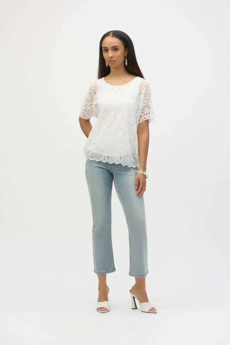 Margot Classic Straight Leg Featherweave Denim Jeans in 252926 by Joseph Ribkoff