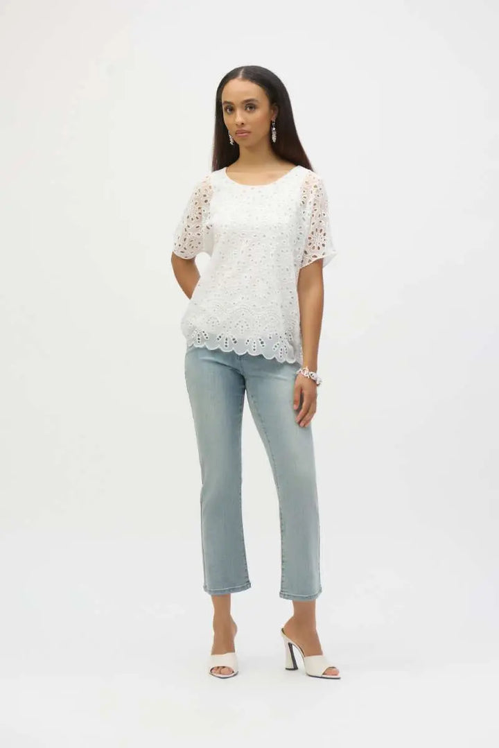 Margot Classic Straight Leg Featherweave Denim Jeans in 252926 by Joseph Ribkoff