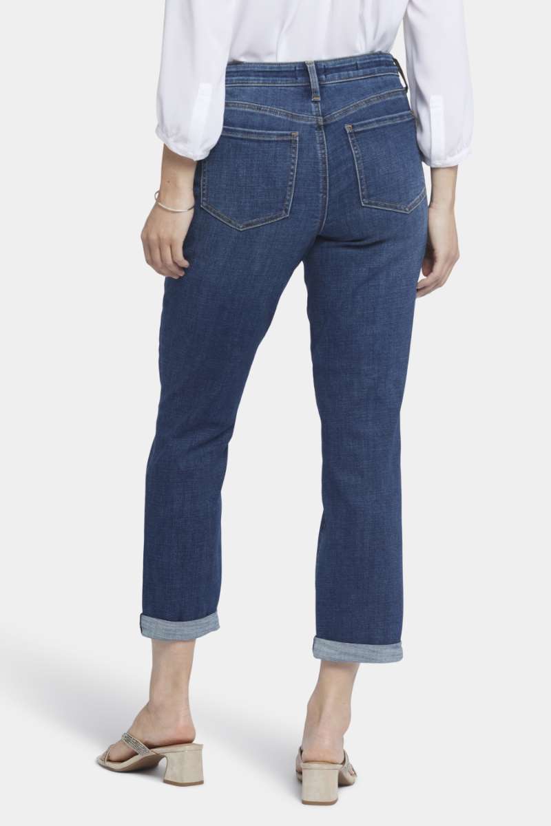 NYDJ Women's Margot Girlfriend Jeans – Black – Straight Style, Button Closure, Cotton