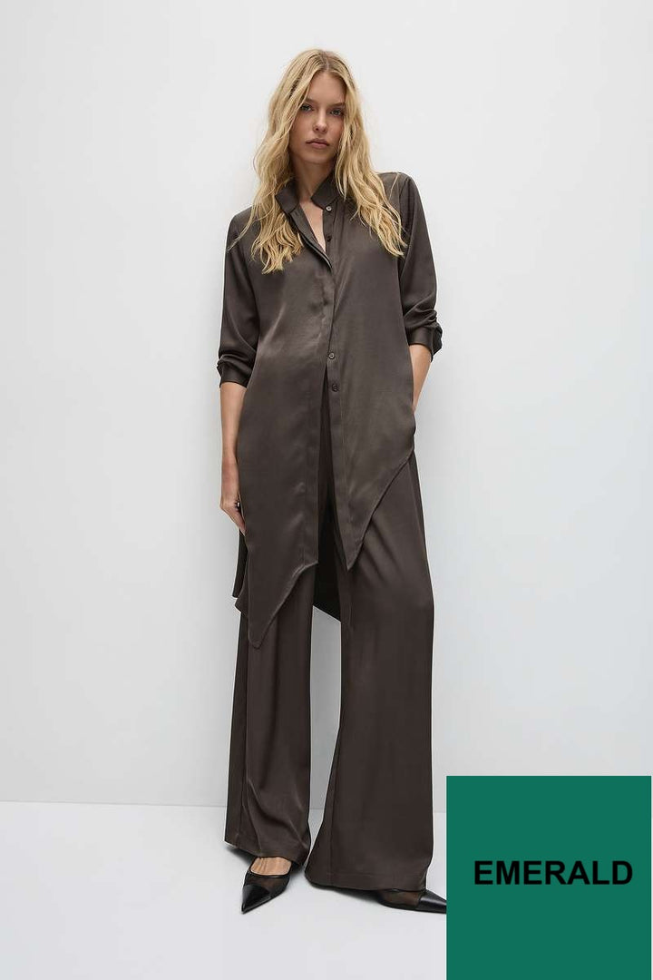 Pre Order Maxi Pace Pant in Emerald and Leather F608	1940 by MELA PURDIE