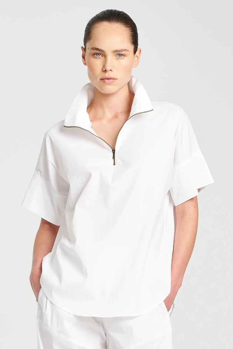 Mela Purdie Half Zip Shirt – White | F65 8572
