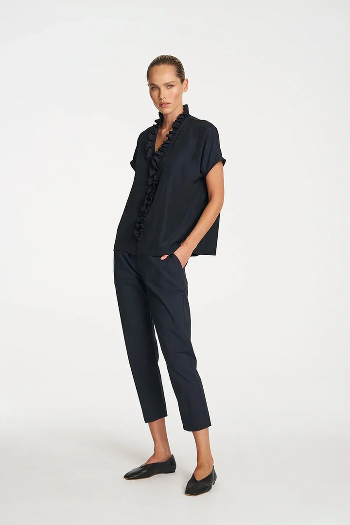 Mela Purdie Lariat Shell F67 8986 in Navy, original three-quarter studio view