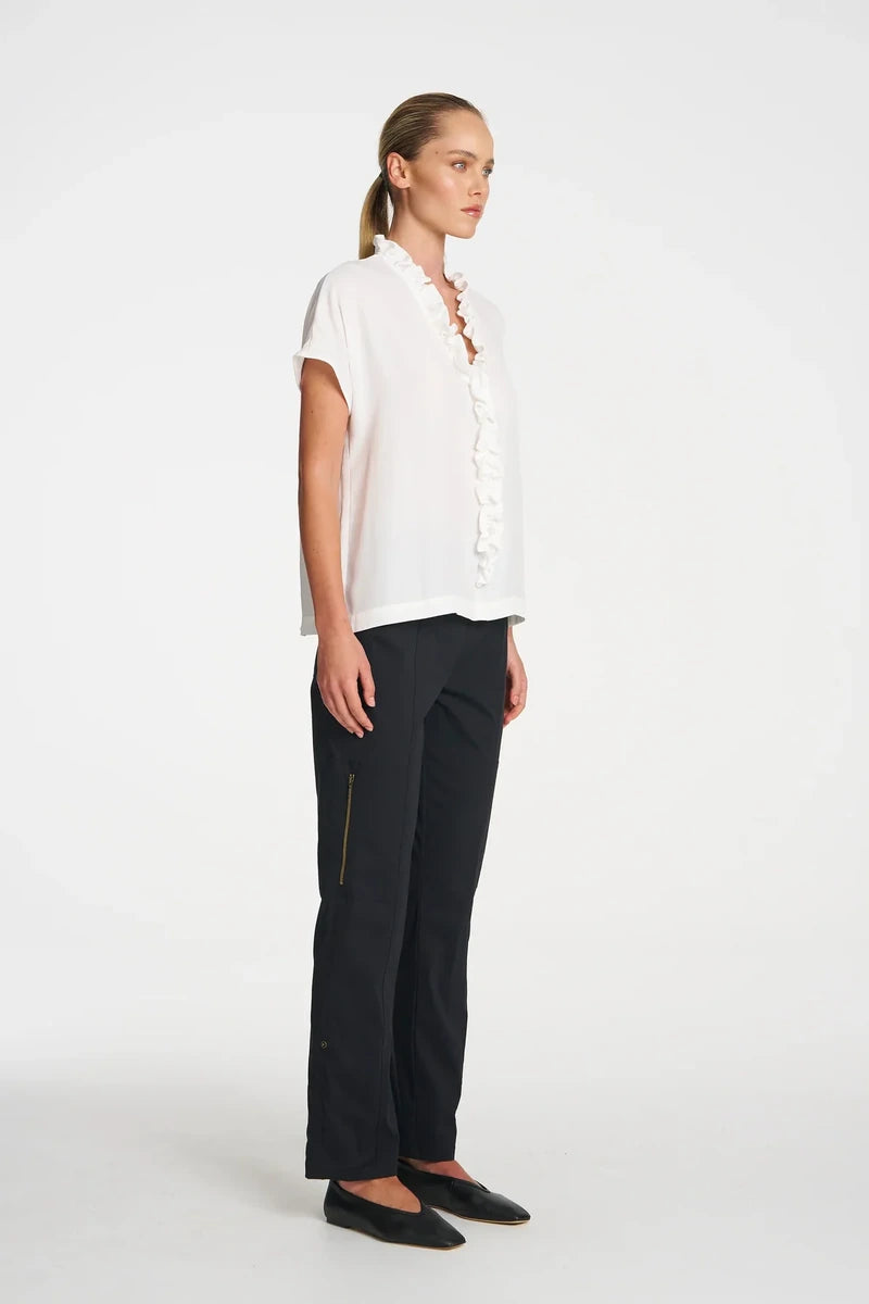 Mela Purdie Lariat Shell F67 8986 in White, original three-quarter studio view