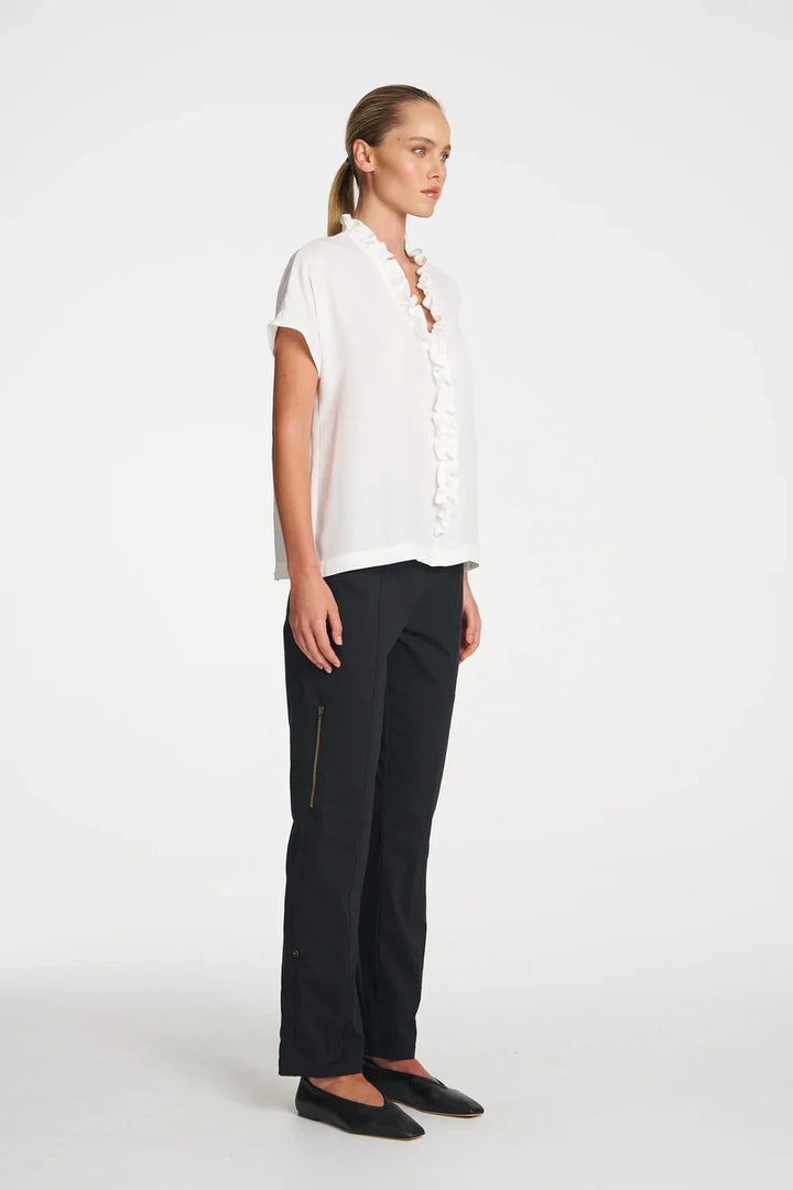 Mela Purdie Lariat Shell F67 8986 in White, original three-quarter studio view