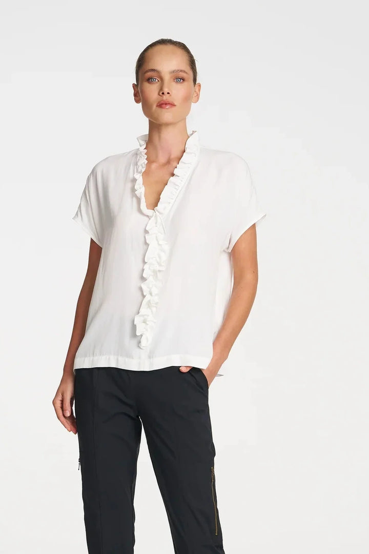 Mela Purdie Lariat Shell F67 8986 in White, original front studio view
