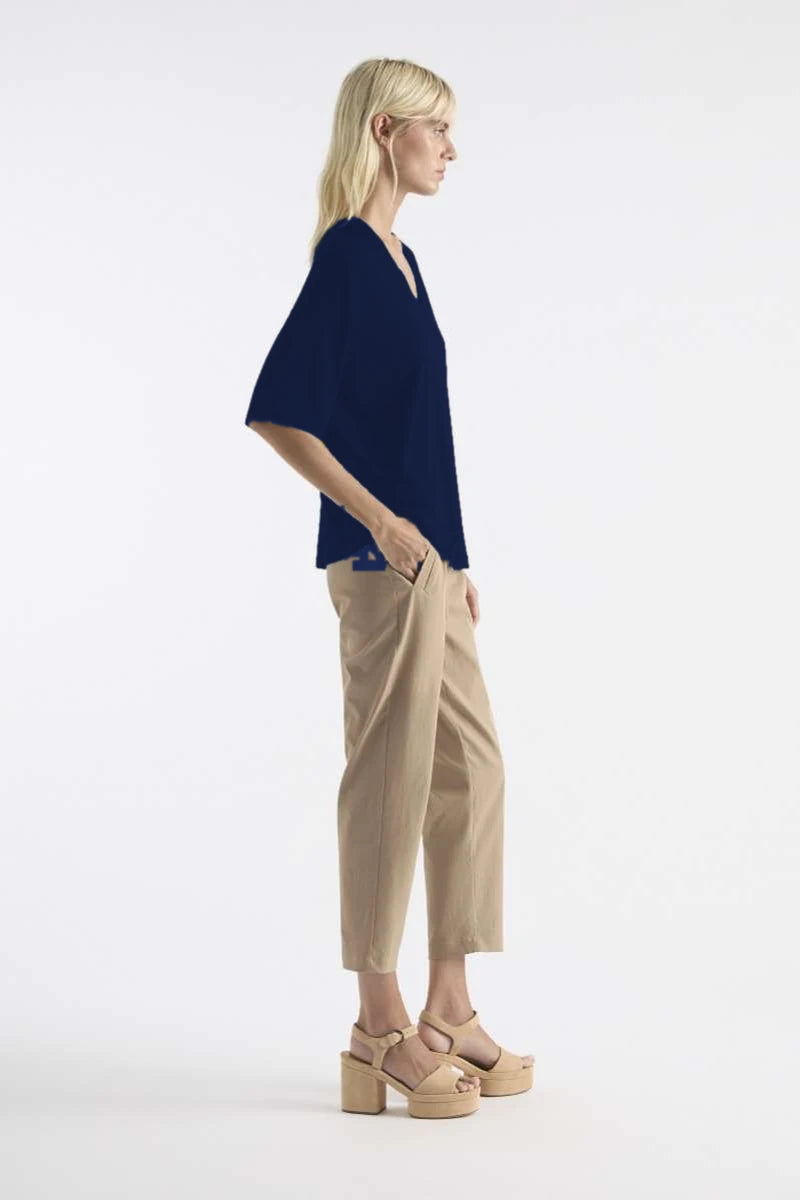 Mela Purdie V Stretch Plaza Navy F01 8323, side view