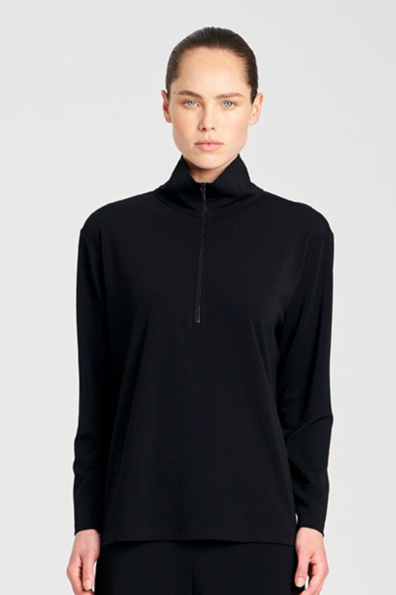 Zip Front Sweater in Black by Mela Purdie