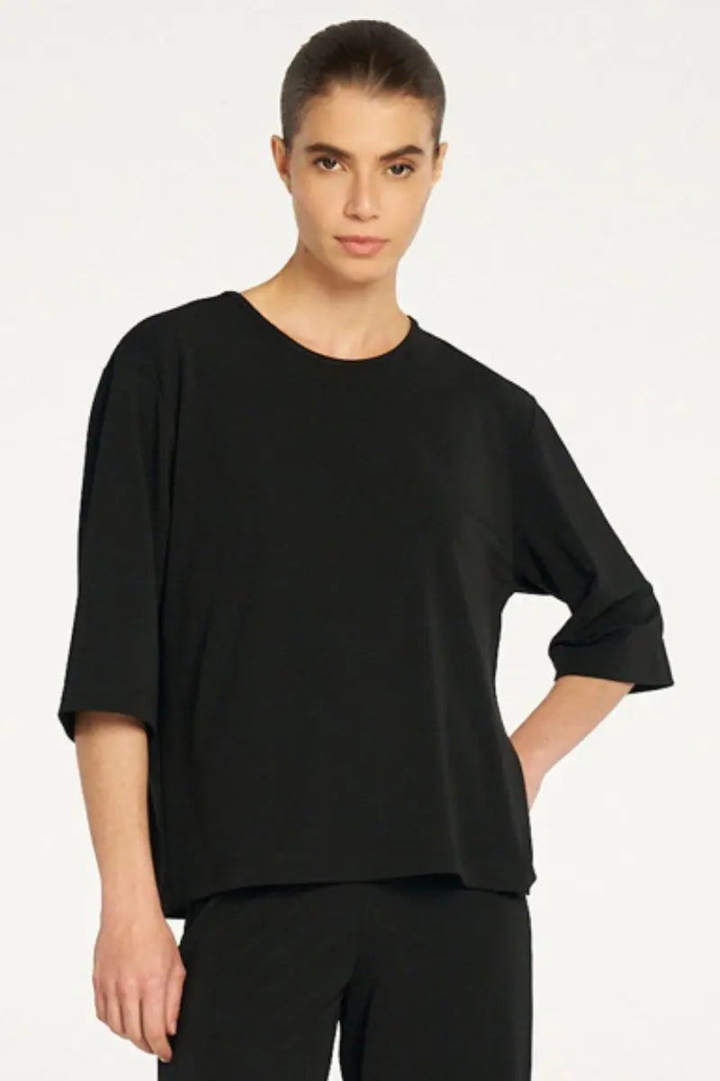 Plaza Crew Top in Black by Mela Purdie