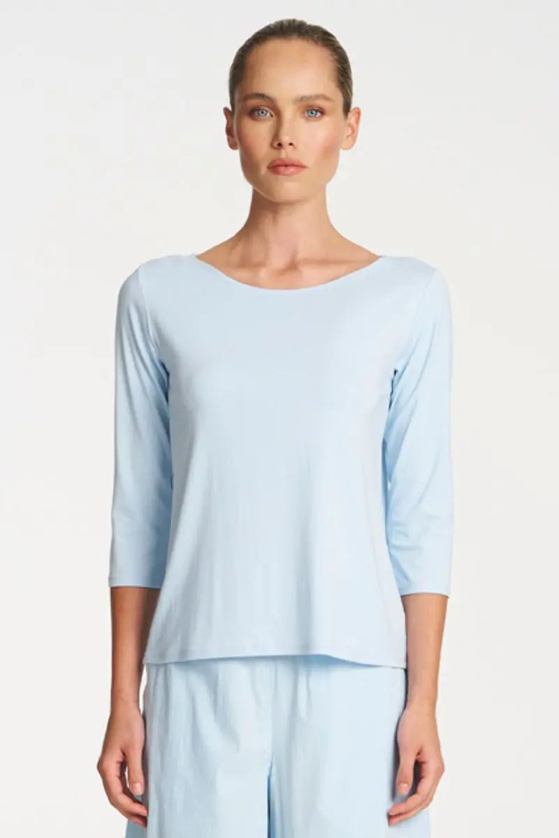 Woman wearing Relaxed Boat Neck Top in Dream by Mela Purdie front
