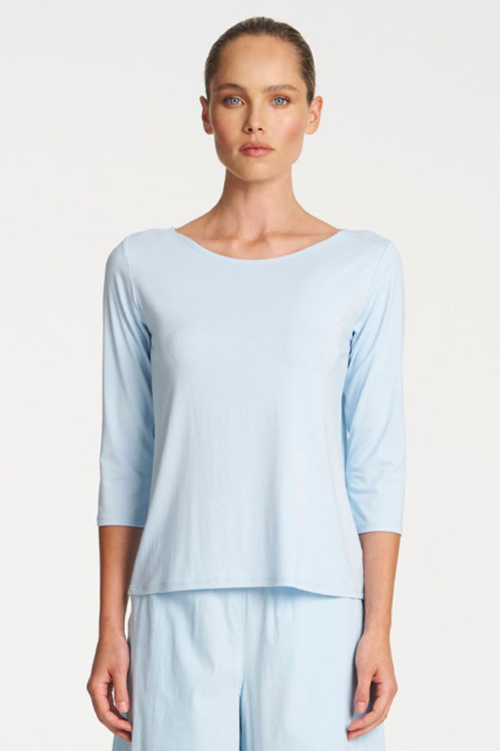Woman wearing Relaxed Boat Neck Top in Dream by Mela Purdie front