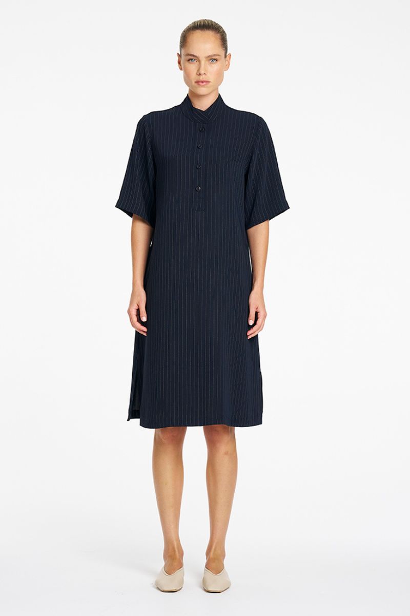 Tab Plaza Dress in Navy/Chalk by Mela Purdie – F734 3094