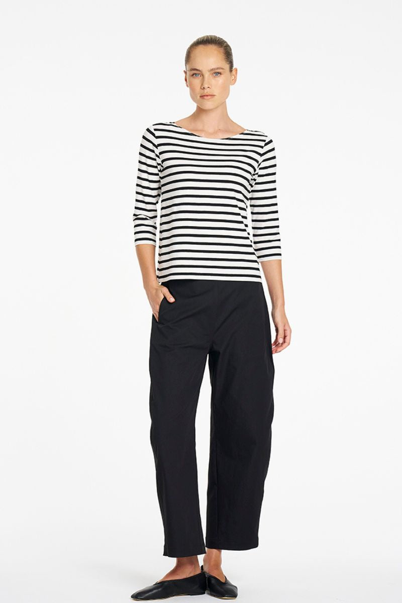 Mela Purdie Barrel Leg Pant in Black styled with fitted top