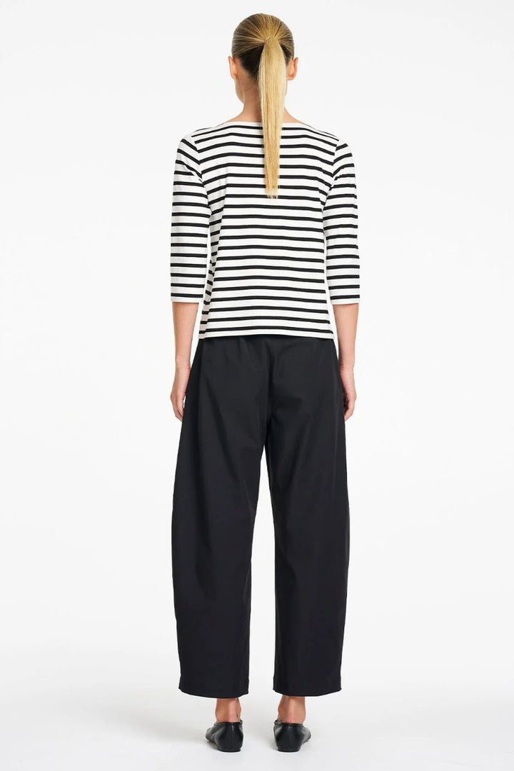 Mela Purdie Relaxed Boat Neck Black and White Stripe back view F541 2630