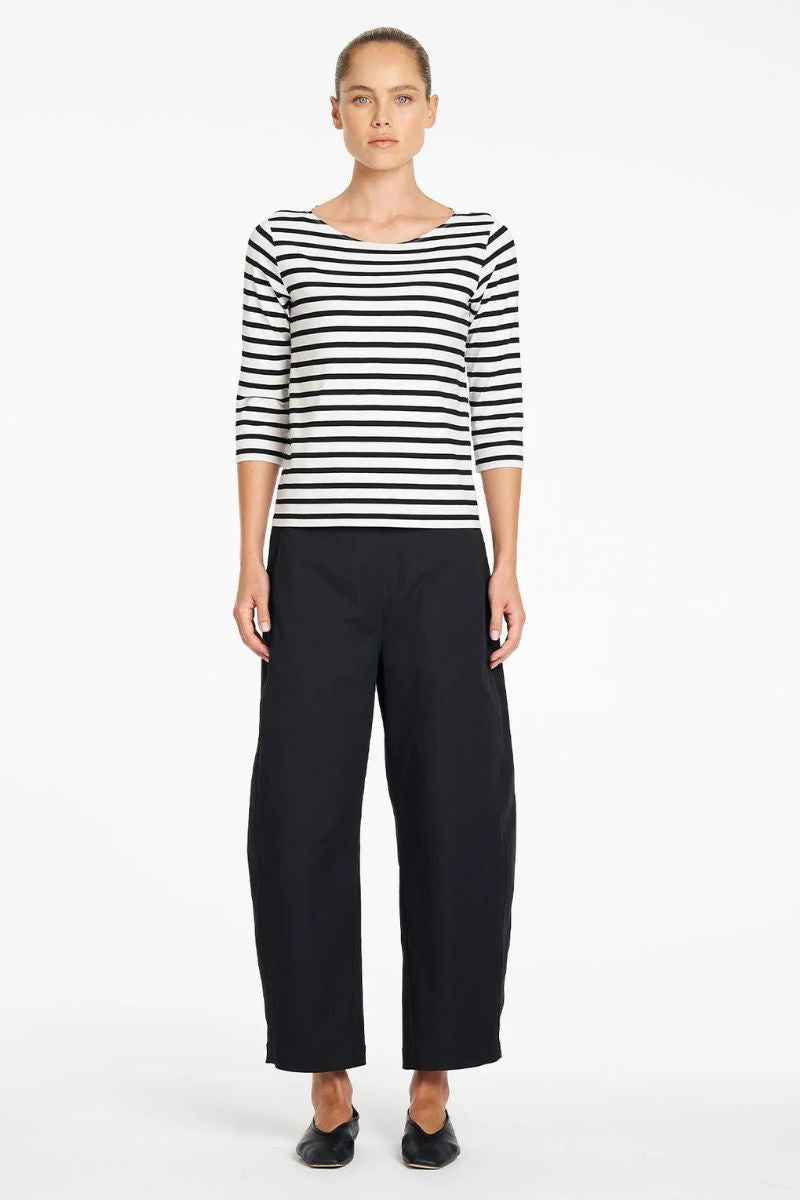 Relaxed Boat Neck in Black & White Stripe by Mela Purdie – F541 2630