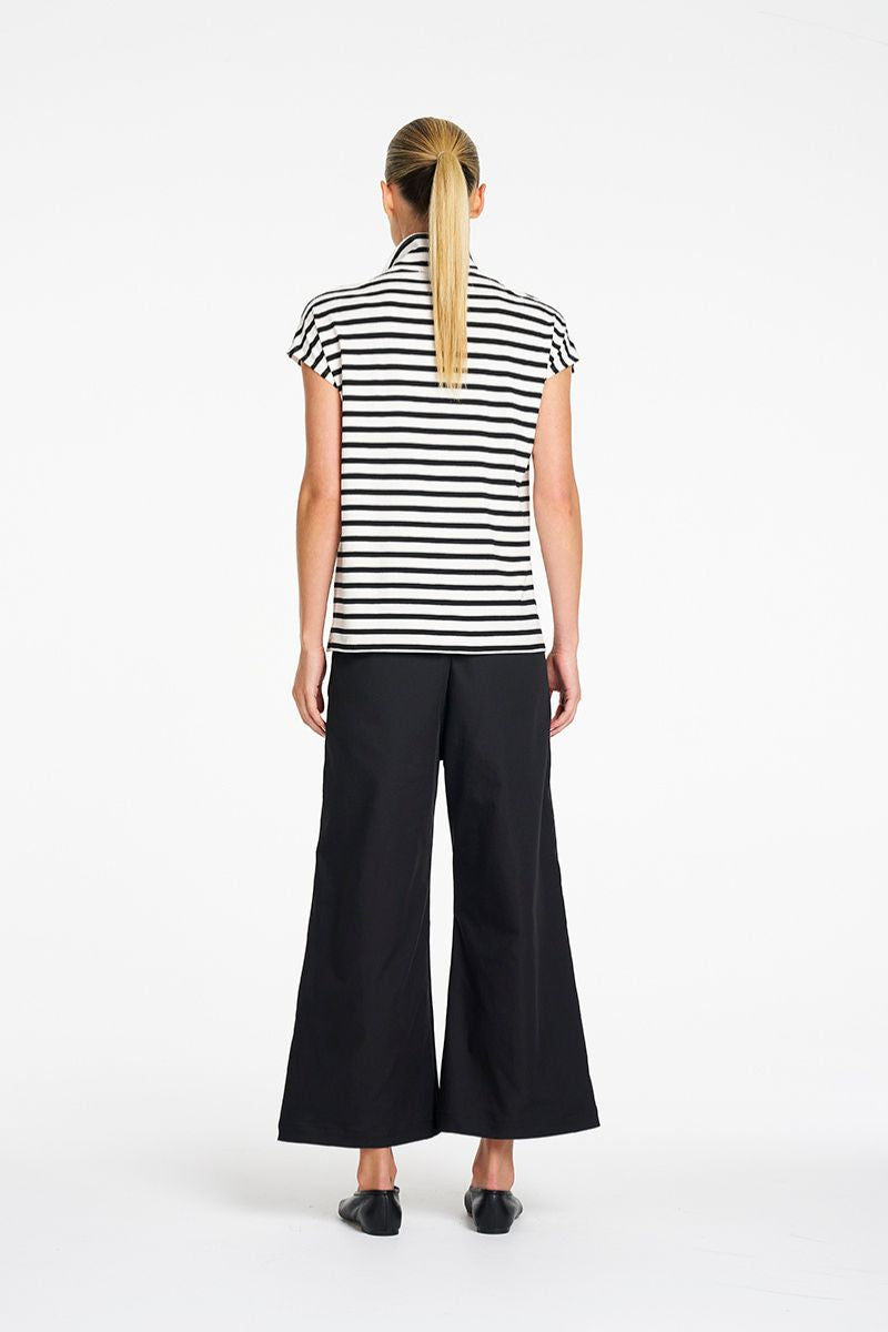 Mela Purdie Tab Top in Black White stripe back view