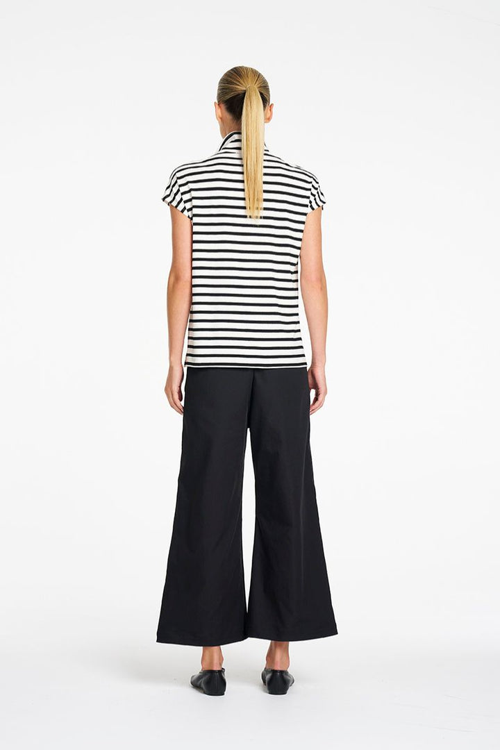 Mela Purdie Tab Top in Black White stripe back view
