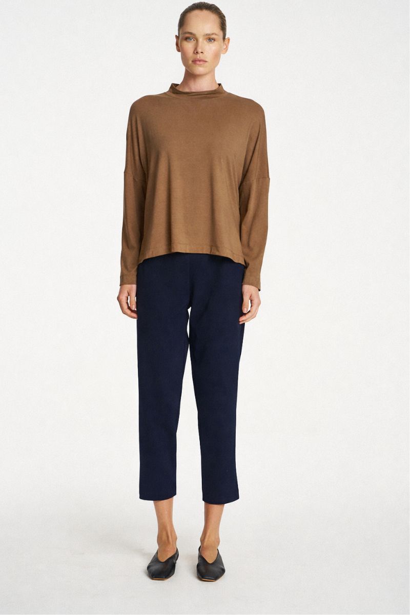 Tapered Flat Pant in Navy by Mela Purdie
