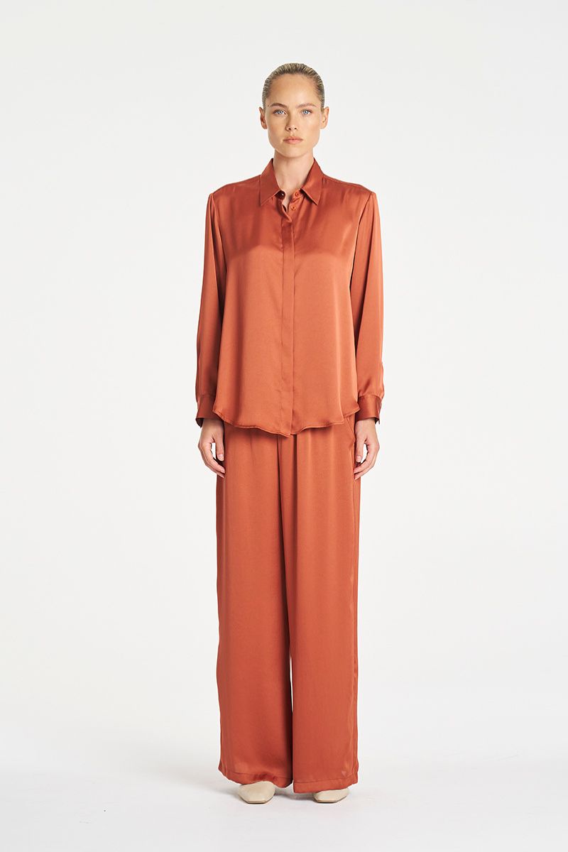 Detail of Soft Shirt in Mirror Satin by Mela Purdie