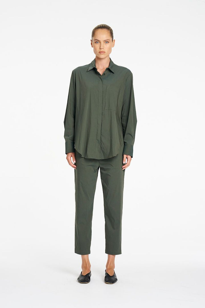 Mela Purdie Nomad Pant in Bayleaf styled with relaxed top