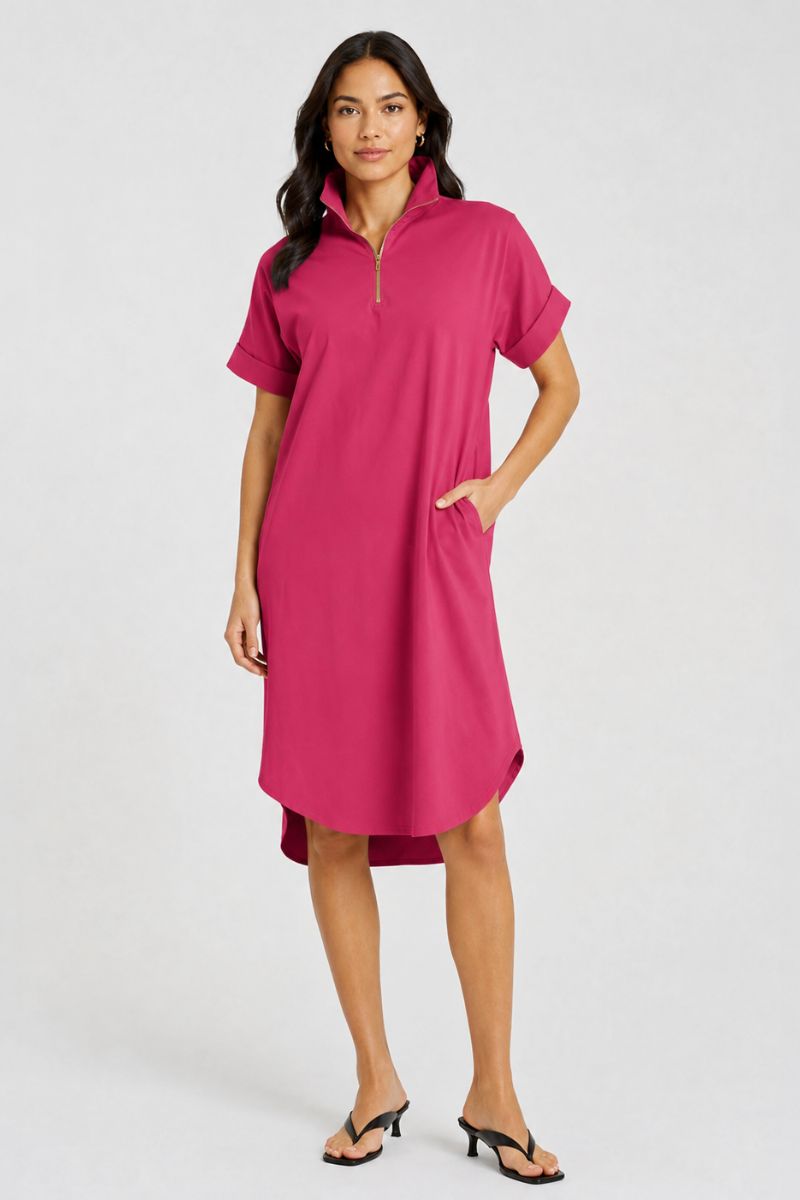 Half Zip Dress in Raspberry by Mela Purdie – F65 3022