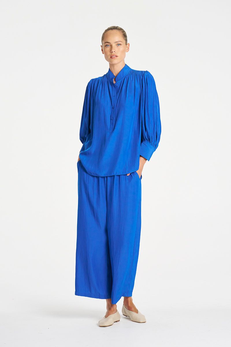 Mache fabric detail wide leg pant Lagoon Mela Purdie F67 1740