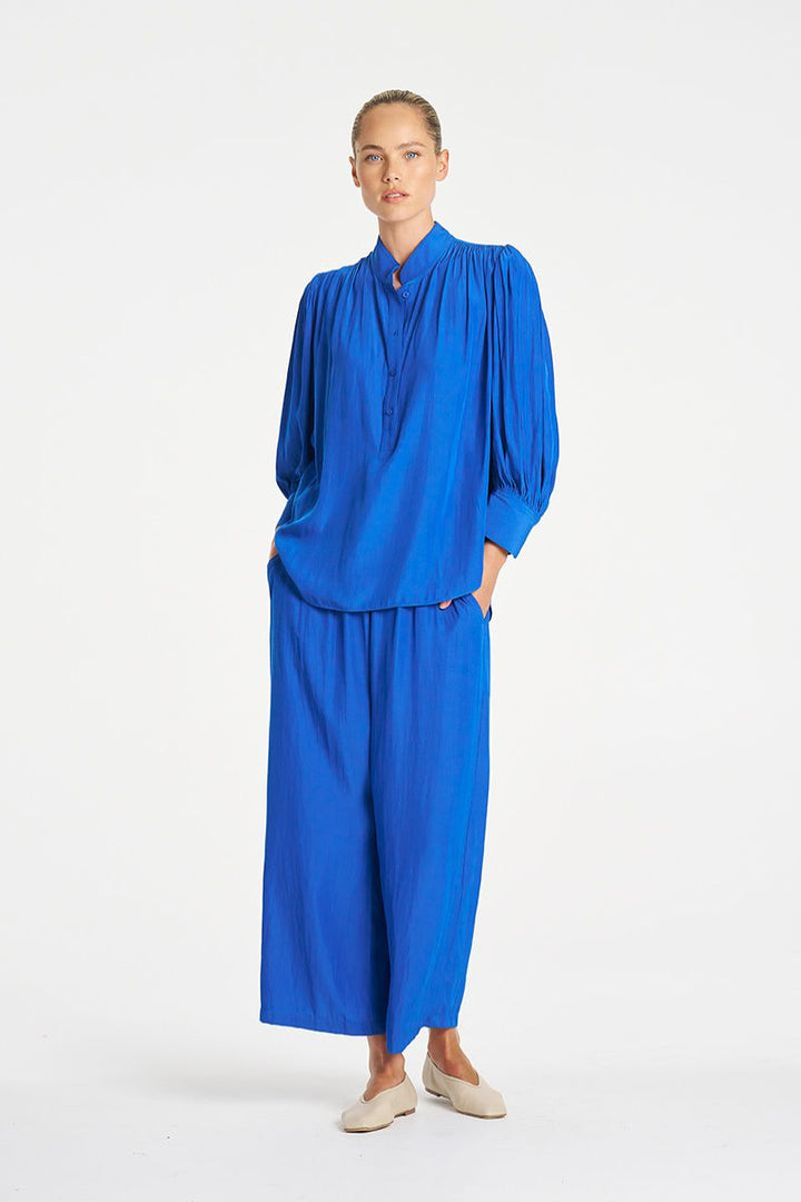 Mache fabric detail wide leg pant Lagoon Mela Purdie F67 1740
