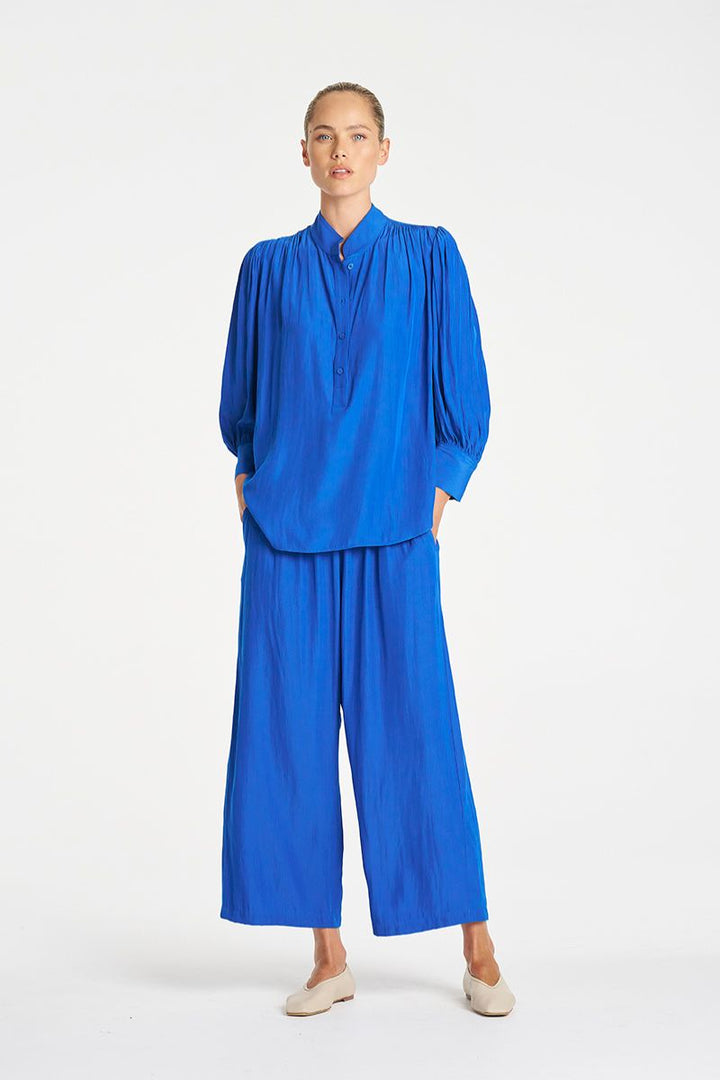 Mela Purdie Pace Pant Lagoon front view wide leg cropped F67 1740