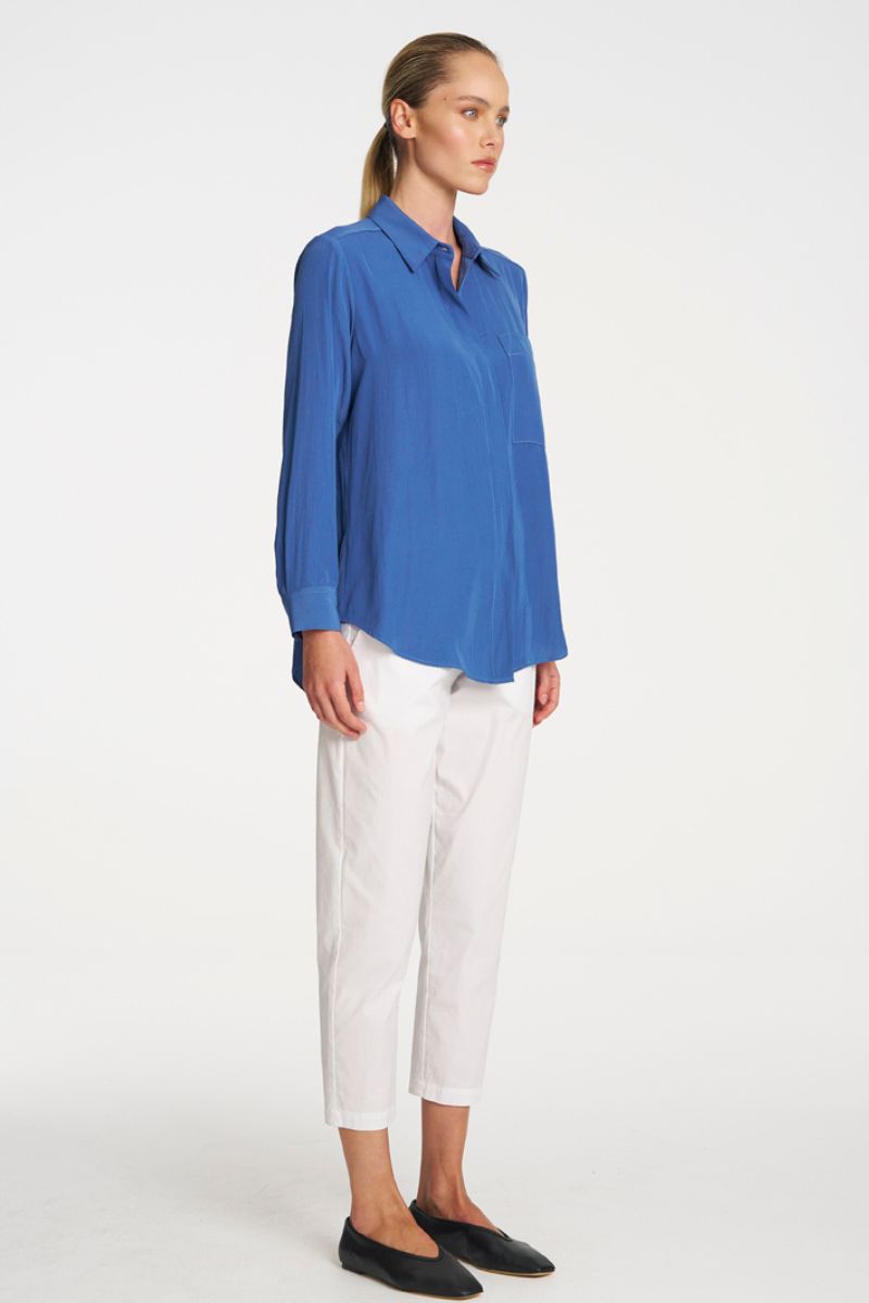 Woman wearing Single Pocket Shirt in Parisian by Mela Purdie side