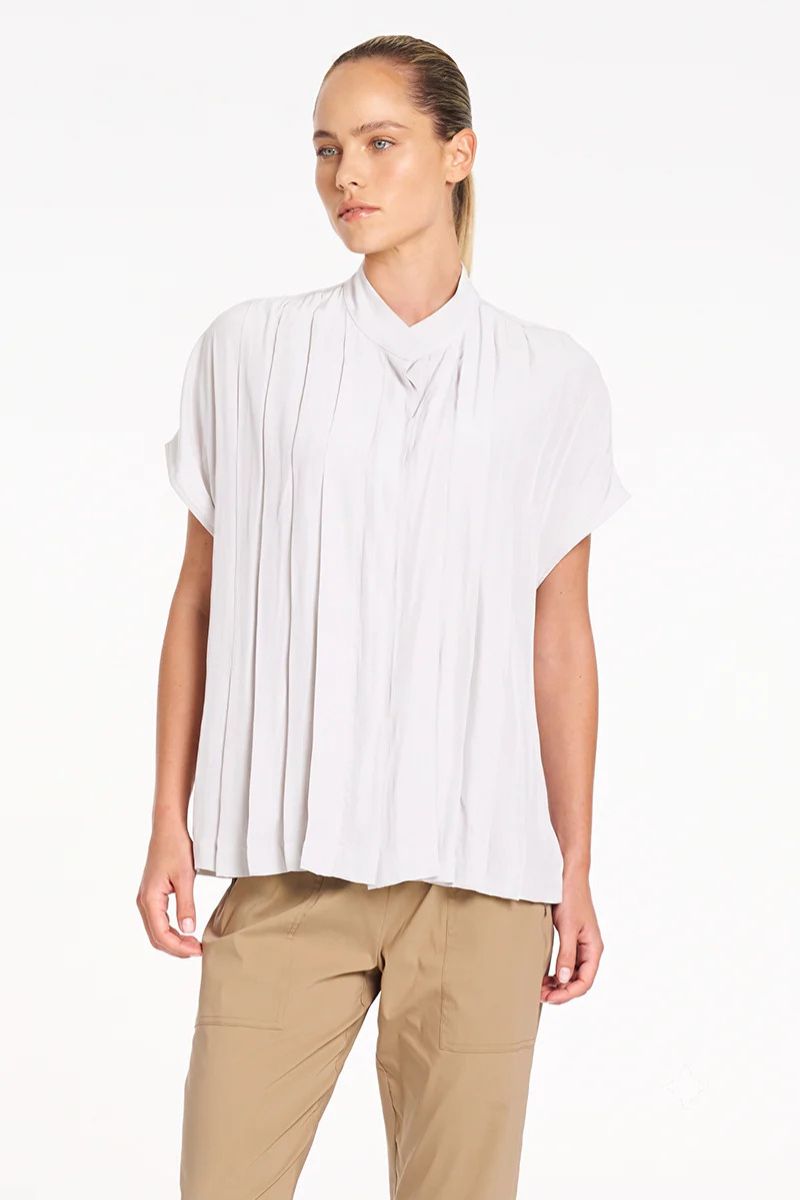 Mela Purdie Full Pleat Shell in White front view style F734 1831