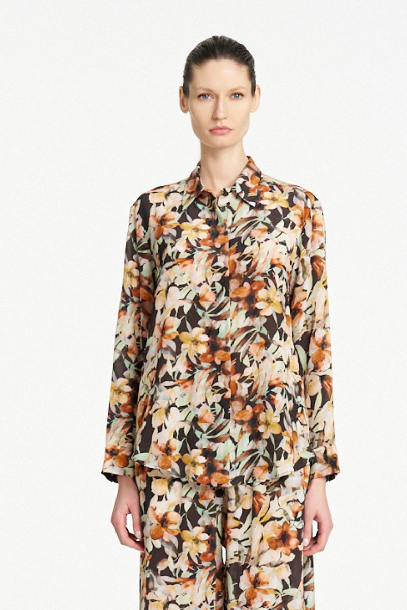 Soft Shirt in Mint Floral Silk by Mela Purdie