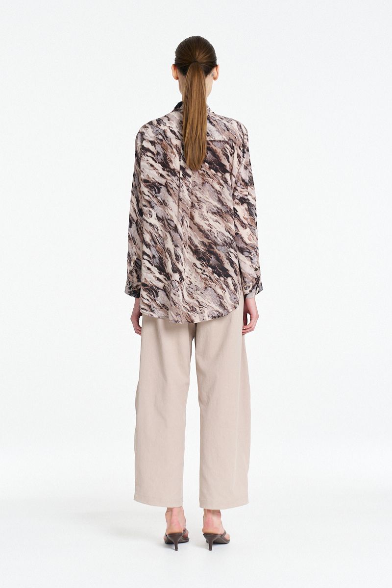 Mela Purdie Soft Shirt in Agate back view showing pleat detail