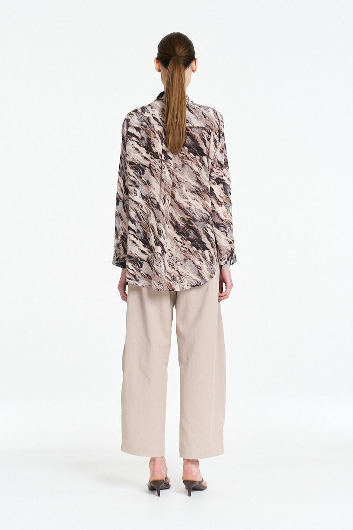Mela Purdie Soft Shirt in Agate back view showing pleat detail