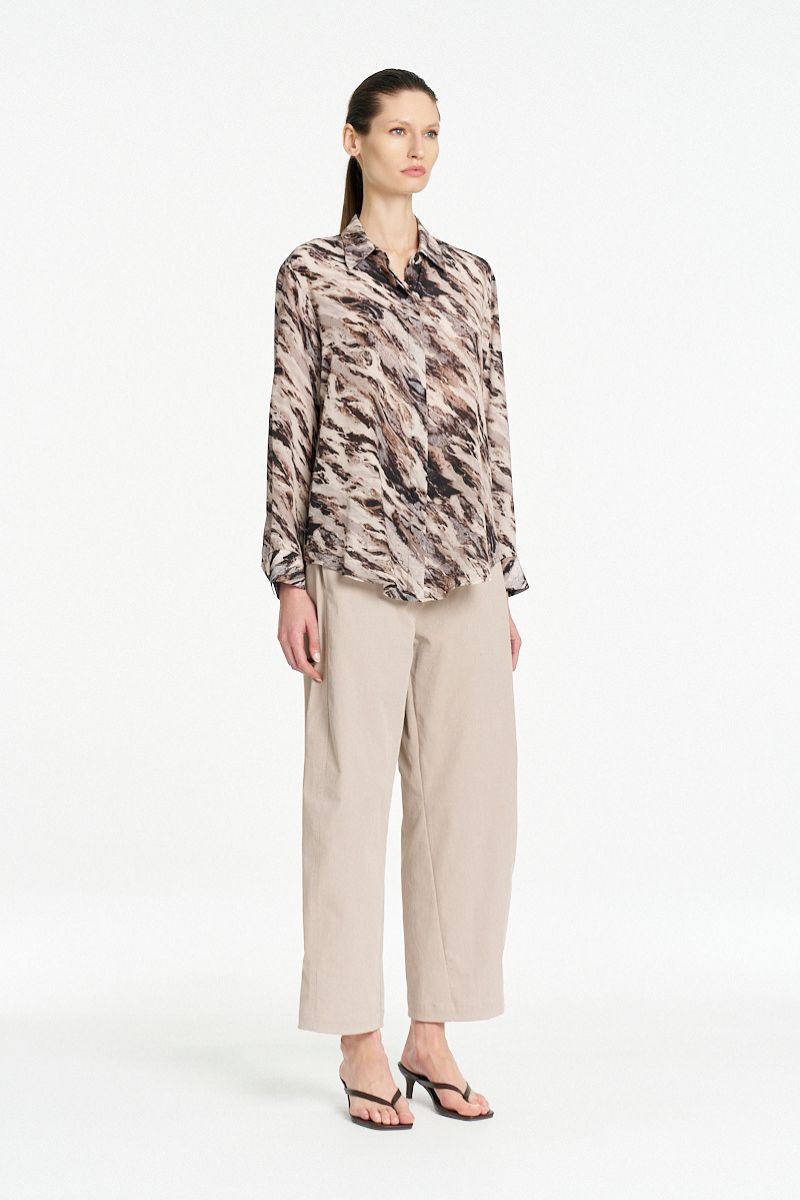 Mela Purdie Soft Shirt in Agate side view showing drape