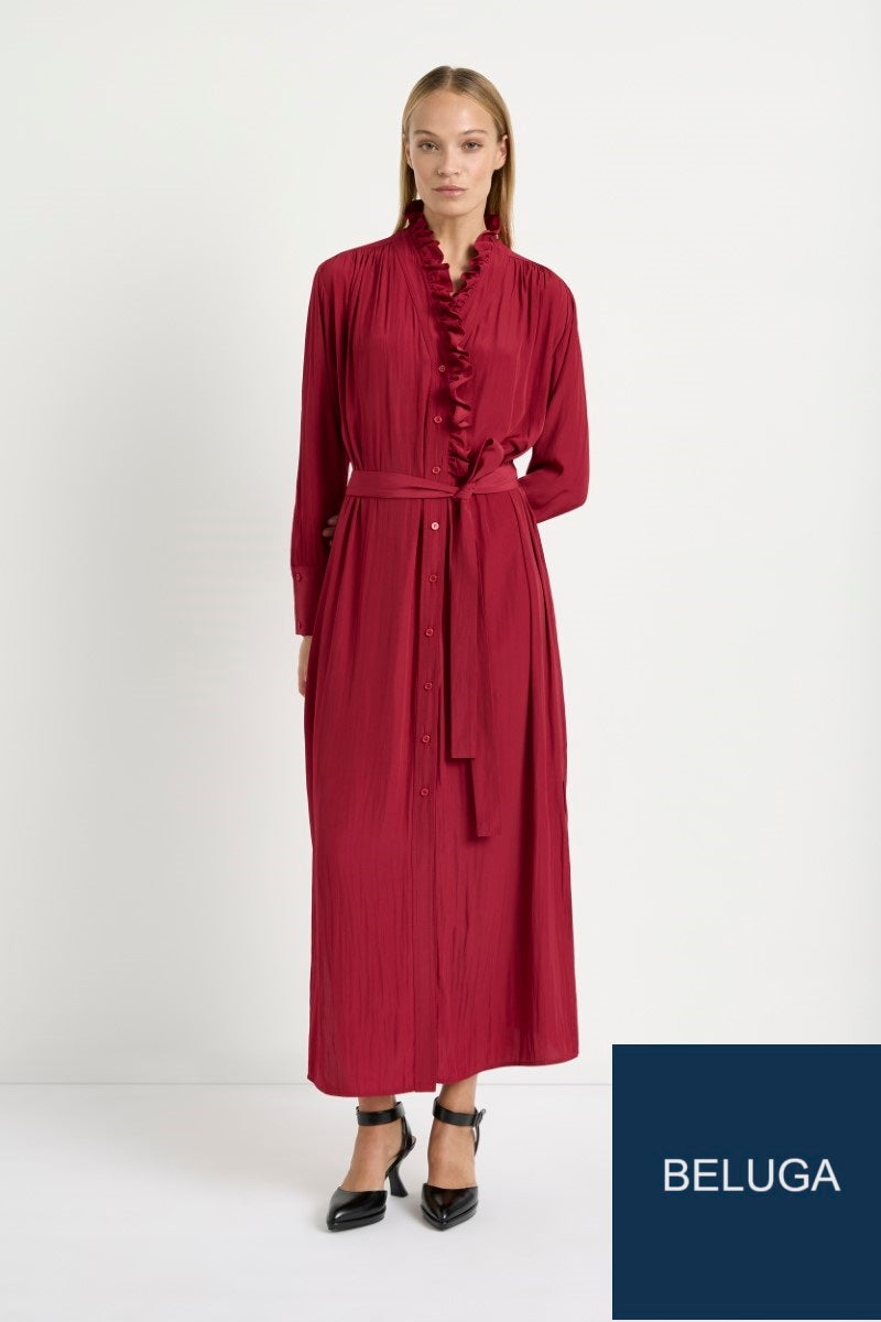 Frill Neck Dress in Beluga by Mela Purdie - F67 3268