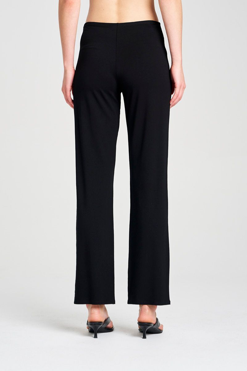 Woman wearing Long Pant in Black by Mela Purdie F01 100, back view showing the waistband.