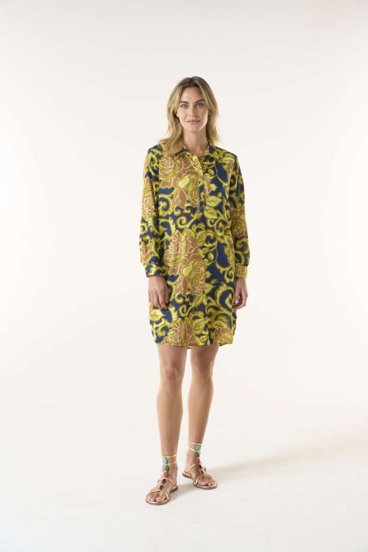 One Season India Baroque & Rose Button Through Maxi Dress San Sebastian Citrine main image 1