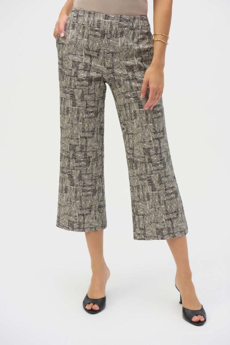 millennium-geometric-print-culotte-pants-in-beige-black-joseph-ribkoff-front-view_1200x