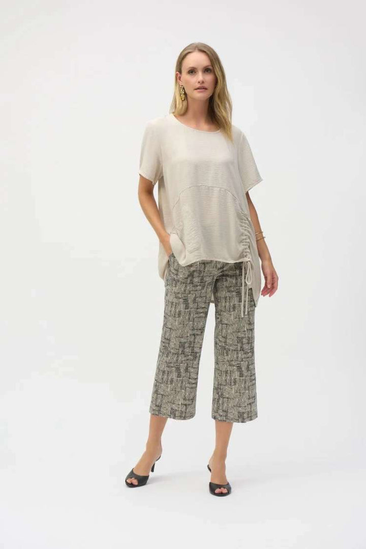 millennium-geometric-print-culotte-pants-in-beige-black-joseph-ribkoff-front-view_1200x