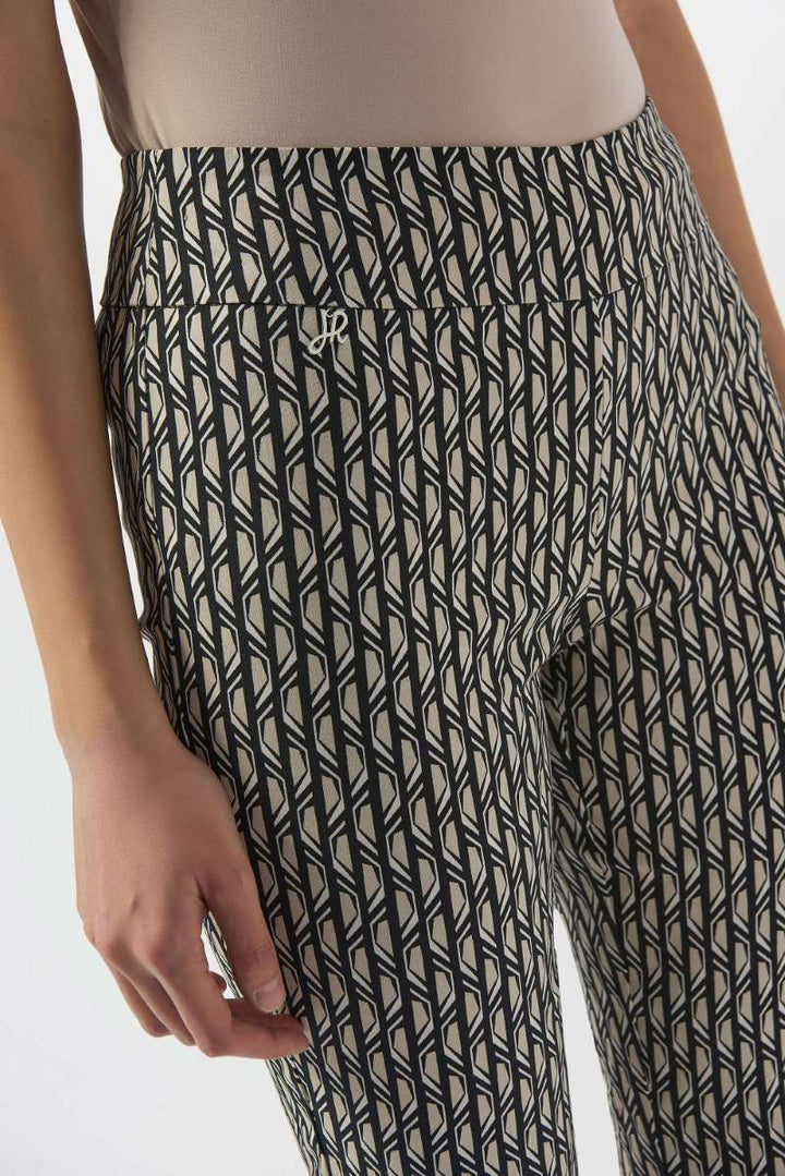 Joseph Ribkoff Millennium Print Straight Leg Pull-On Pants 253268 in 10 / Black Moonstone