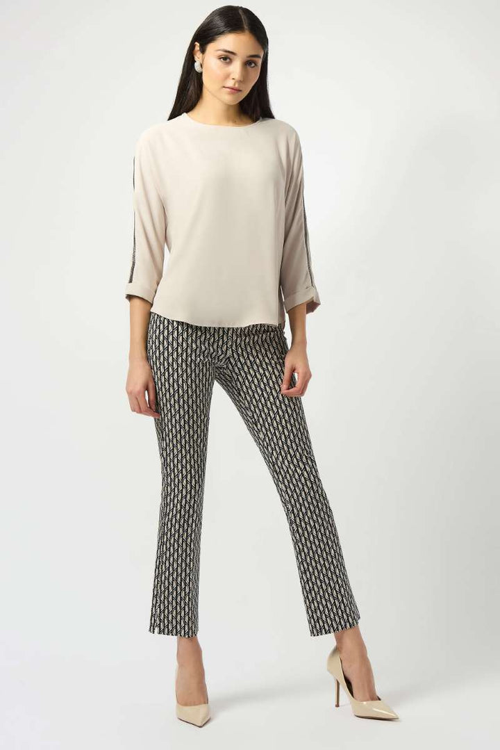 Joseph Ribkoff Millennium Print Straight Leg Pull-On Pants 253268 in 10 / Black Moonstone