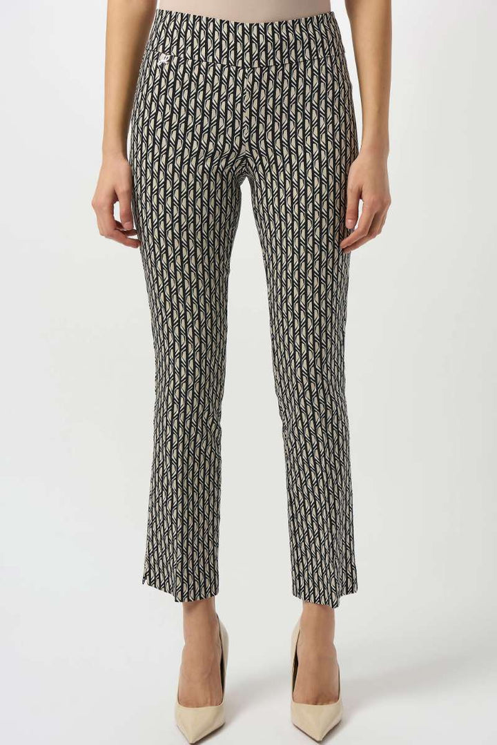 Joseph Ribkoff Millennium Print Straight Leg Pull-On Pants 253268 in 10 / Black Moonstone