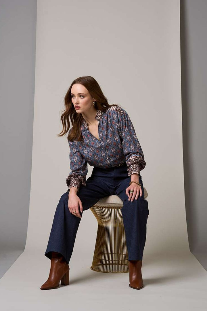 Minka Shirt in Wedgewood Blue Multi LS2910M by Loobie's Story