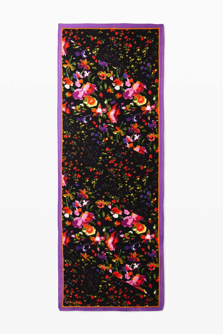 Mixed Flowers 2 Rectangle Foulard in Black 24WAWA21 by Desigual