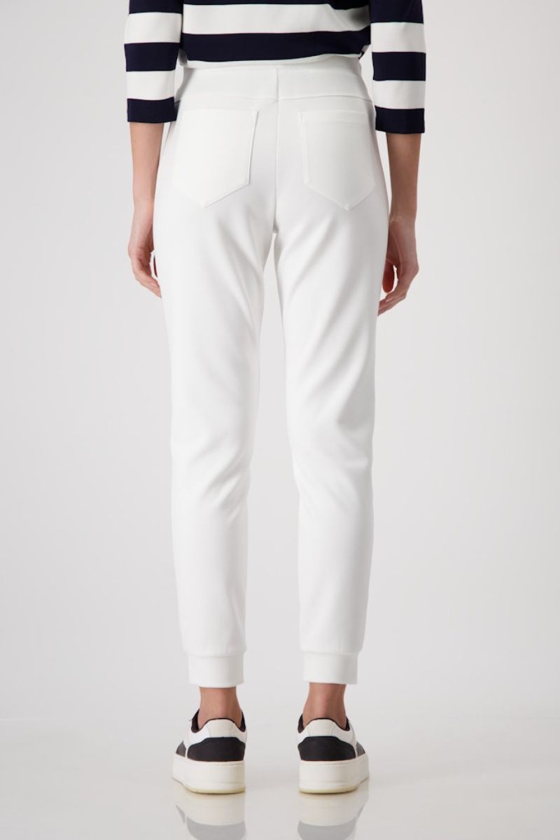 Woman wearing Monari sweat pant in off white style 409210MNR back