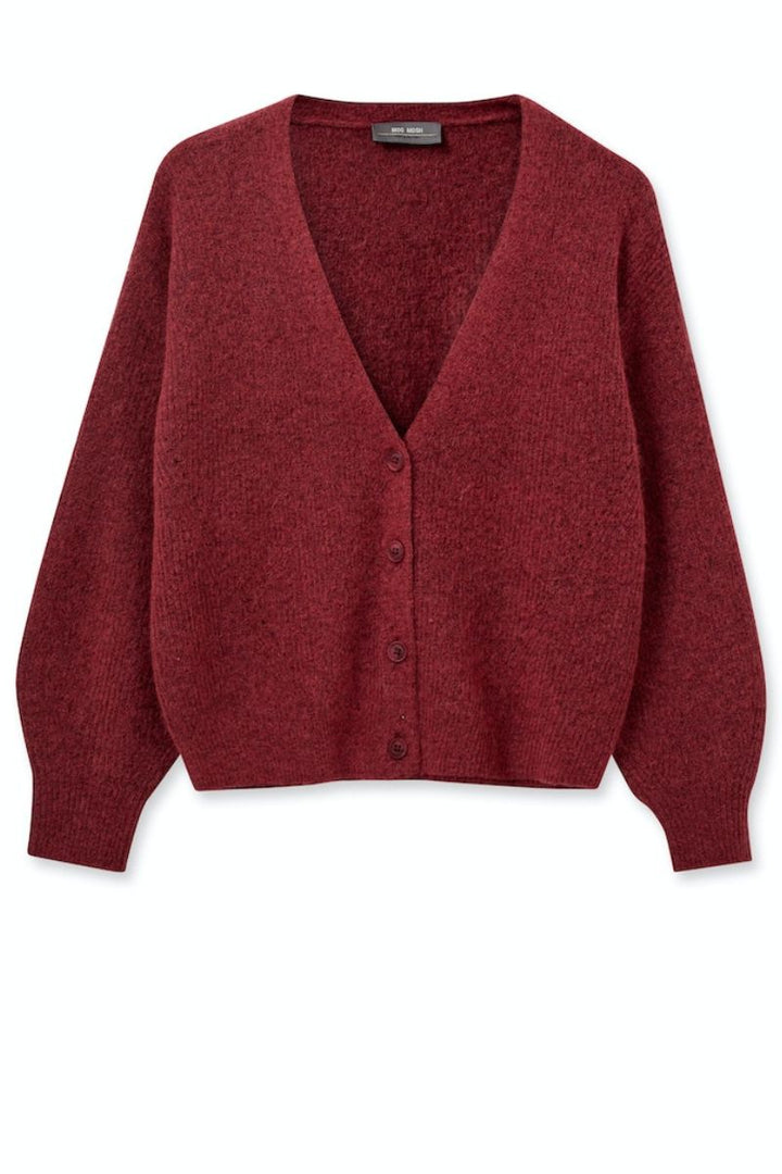 Thora V Neck cardigan in Garnet by Mos Mosh front