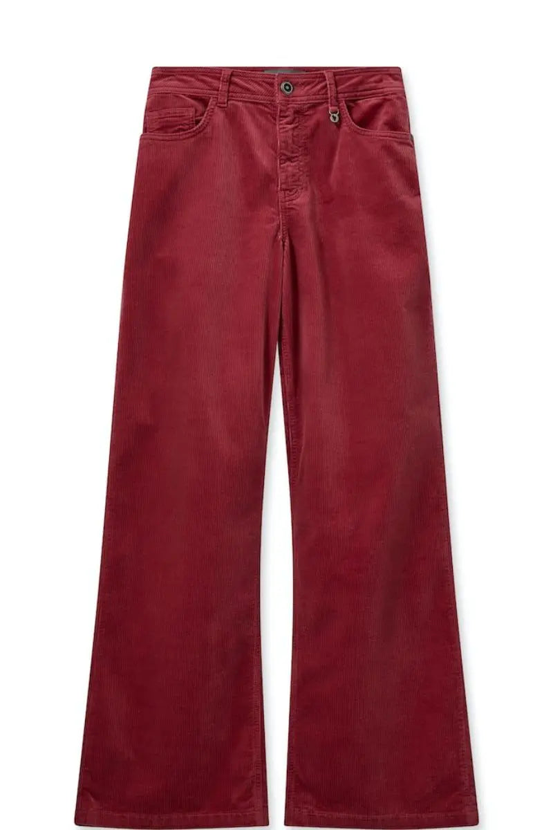 Detail of Dara corduroy pants in Garnet by Mos Mosh