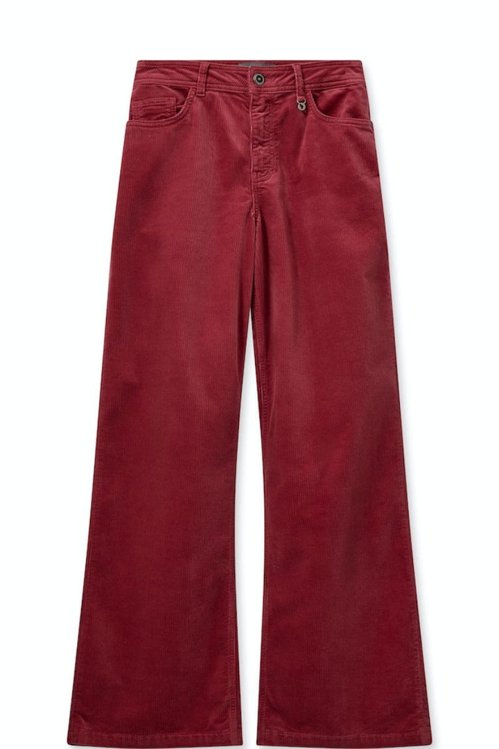 Detail of Dara corduroy pants in Garnet by Mos Mosh