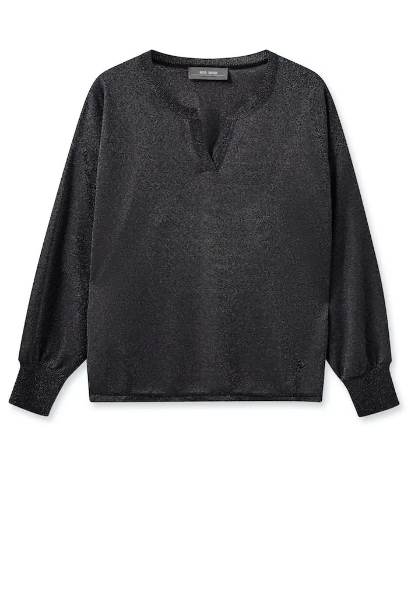 Detail of Kilana LS blouse in Black by Mos Mosh